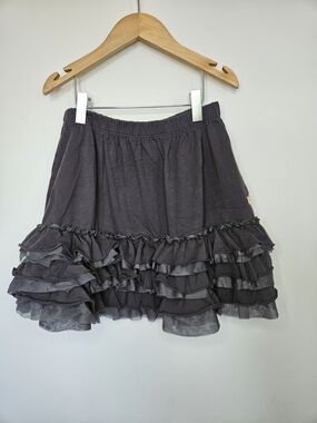 Souris Mini Girls Charcoal Grey Ruffle Tiered Tulle Skirt Size 8 Kids🩷